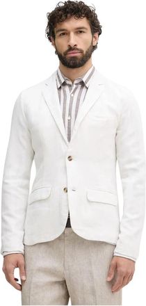Lindbergh Katoenen Linnen Blazer - Heren - Blazers - Wit - XL - Katoen - Jassen