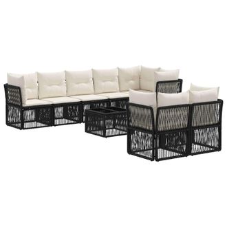 vidaXL Conjunto De Sof&aacute;s De Jard&iacute;n 9 Pcs Negro Rat&aacute;n Sint&eacute;tico Vidaxl