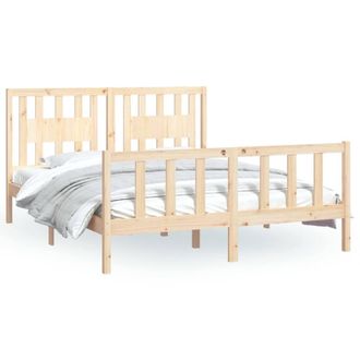 Berkfield Home Bed Frame with Headboard Solid Wood Pine 160x200 cm in Light Tan
