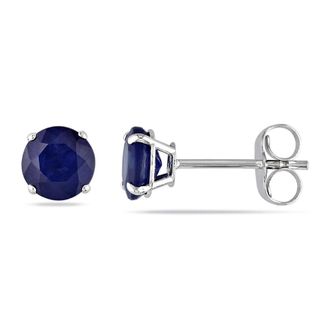 Amour Sapphire Stud Earrings In 14K White Gold