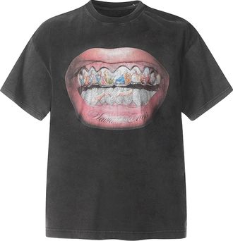 Arnodefrance Saint Graphic Printing Tshirt Vintage Oversized Tee Shirt Cotton Short Sleeve Shirt for Men, Black, XL