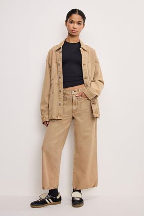 Good American Womens Palazzo Cropped Pants | Good Khaki, Size 26 Plus | Good American by Khlo&Egrave; Kardashian