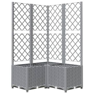Berkfield Home Garden Planter with Trellis Light Grey 80x80x136 cm PP | Size: 80 x 80 x 136 cm