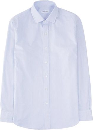 Salvatore Piccolo Klassieke Gestreepte Overhemd - Heren - Zakelijke Overhemden - Blauw - M - Leer - Overhemden