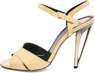 Fendi Sandali in pelle verniciata con cinturino alla caviglia 120mm - Toni neutri