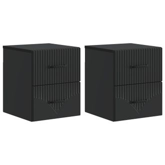 vidaXL Mesita De Noche De Pared 2 Pcs Negro 34,5 X 33 X 40 Cm Vidaxl