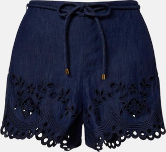 Zimmermann Mahon broderie anglaise denim shorts