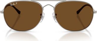 Ray-Ban Bain Bridge 60mm Gradient Polarized Pillow Sunglasses in Gunmetal /Polar Brown at Nordstrom