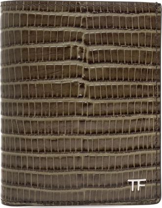 Tom Ford Portafoglio goffrato in pelle - Verde