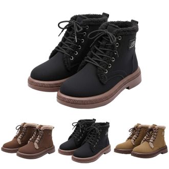 Generic Womens Winter Snow Boots Warm Cozy Faux Fur Booties Ladies Suede Lace Up Ankle Boots Outdoor Thick Insulated Low Heel Anti Slip Short Booties for Cold