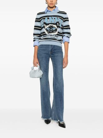 Ganni Striped Jacquard Sweater - Blue