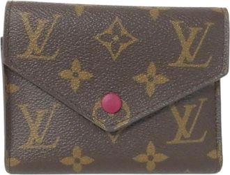 Louis Vuitton Fuchsia Marron Coated Canvas Wallet (Tri-Fold) (Pre-Owned)