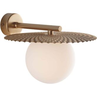 Fan Europe Applique chaplin in metallo oro con diffusore in vetro bianco