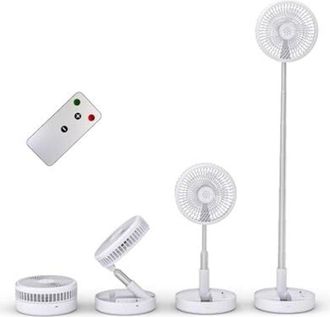 OEM Ventilador De Pedestal Silencioso, 7200 Mah, 4 Velocidades, Control Remoto, Plegable Y Port&aacute;til, Blanco - Ulisem