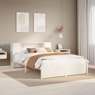 vidaXL Cama Con Estanter&iacute;a Sin Colch&oacute;n Madera Maciza Blanca 140x200 Cm Vidaxl