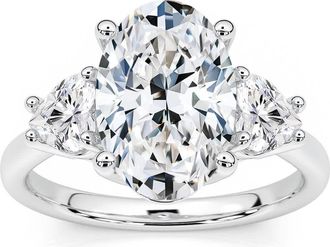 Pompeii3 Certified 2 3/4Ct Oval & Heart Shape Diamond Engagement Ring Lab Grown 14k Gold