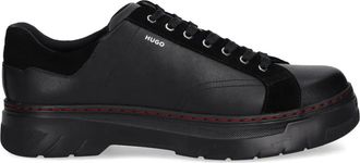 HUGO BOSS Sneakers met su&egrave;de vlak - Zwart