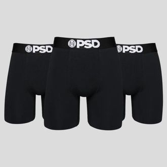 PSD Underwear Underwear Mens Black Elastic Waist Boxer Briefs 3-Pack GBO736