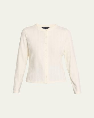 Veronica Beard Lira Pointelle Crewneck Cardigan