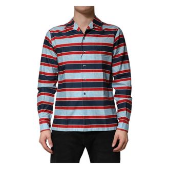 Dolce & Gabbana Casual Shirts, male, Multicolor, Size: XL Stripes Cotton Button Down Shirt
