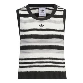 adidas (WMNS) adidas originals Knit Striped Tank Top Asia Sizing White Black JI7051