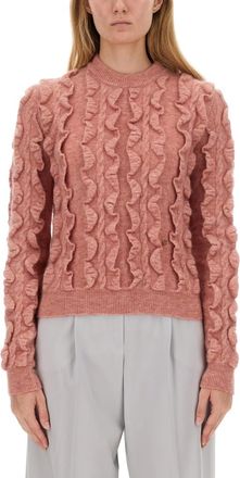 Moschino Pink Textured Crew Neck Sweater