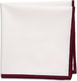 ConStruct Pipe Trim Cotton Pocket Square in White/Wine at Nordstrom Rack