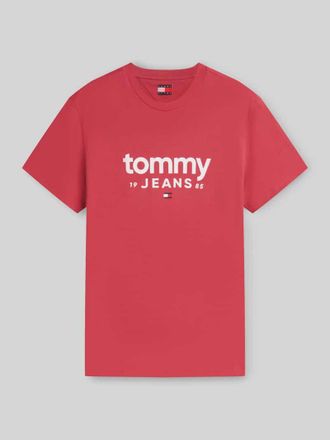 Tommy Jeans Relaxed Fit T-Shirt aus reiner Baumwolle mit Label-Schriftzug in Rot, Gr&ouml;&szlig;e XXL