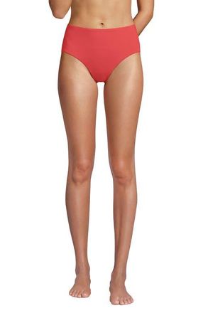 Lands End Chlorine Resistant Mid Rise Classic Bikini Bottoms in Coral Bliss at Nordstrom, Size 18