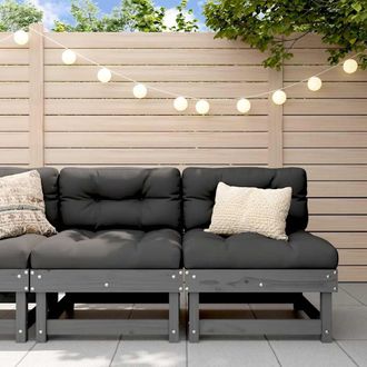 vidaXL Vidaxl - Sof&aacute;s Centrales Con Cojines 2 Uds Madera Maciza De Pino Gris