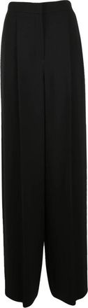 Max Mara Laccato Wijde Broek - Dames - Wijde Broeken - Zwart - L - Polyester - Broeken