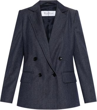 Max Mara Jassen, Dames, Blauw, XS, Wol, Blazer Locarno