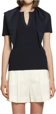 Max Mara Truien & Vesten, Dames, Blauw, S, Polyester, Palmeti Ribbed-Knit T-Shirt