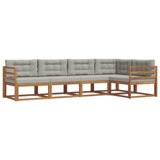 vidaXL Conjunto De Sof&aacute;s De Exterior 5 Pcs Natural Y Gris Claro Vidaxl
