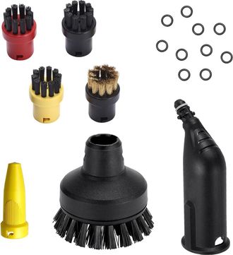 OEM Juego De 7 Accesorios Para Limpiador A Vapor K&auml;rch: 4 Cepillos K&auml;rch, 1 Cepillo Redondo Grande Y 2 Boquillas De Repuesto Para K&auml;rch-er Sc1 Sc2 Ctk10 S