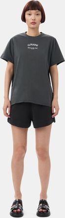 Ganni Mixed Black Isoli Elasticated Shorts - Size L Cotton