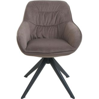 Hhg Lote De 6 Sillas De Comedor Hhg 779, Silla De Cocina Silla Tapizada Con Reposabrazos, Giratoria, Metal, Tela/textil Marr&oacute;n