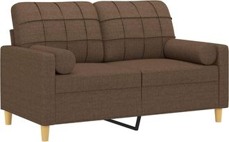 vidaXL Sof&aacute; De 2 Plazas Con Cojines Tela Marr&oacute;n 120 Cm Vidaxl