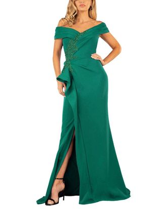 Terani Couture Pleated Collar Dress