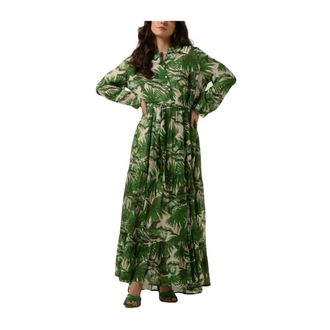 Lollys Laundry Groene Maxi Jurk voor Elegante Gelegenheden - Dames - Maxi kleedjes - Veelkleurig - S - Denim - Kleedjes