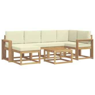 vidaXL Conjunto De Sof&aacute;s De Exterior Con Coj&iacute;n 7 Pcs Blanco Y Crema Vidaxl