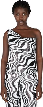 Simon Miller Kleurrijke One Shoulder Top - Dames - Tops zonder mouwen - Wit - L - Tops