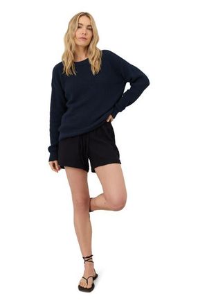 Pact Organic Cotton Coastal Double Gauze Shorts in Jet Black at Nordstrom, Size X-Small