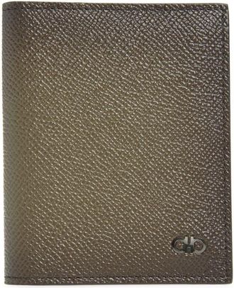Ferragamo Micro Gancio Leather Tall Bifold Wallet in Spruzzatura New Olive Nero at Nordstrom