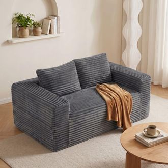 STILVORA Sof&aacute; De Espuma De Asiento Profundo Sin Huesos De 2 Plazas, Sof&aacute; De Piso De Espuma Sin Montaje, Tela De Corduroy Acolchada, Sof&aacute; Moderno Para Sala De E