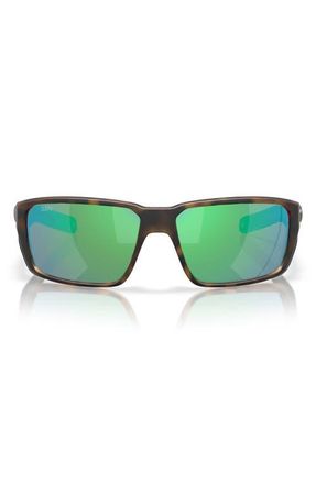 Costa 60mm Polarized Rectangular Sunglasses in Matte Tortoise/green 580G at Nordstrom