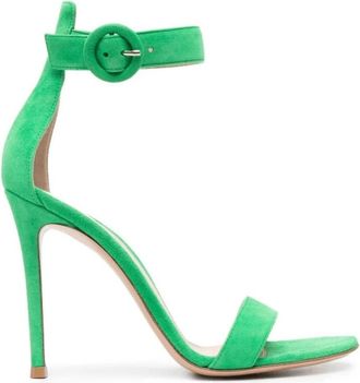 Gianvito Rossi Groene su&egrave;de sandalen met stilettohak - Dames - Sandalen met hakken - Groen - 40 1/2 EU - Su&egrave;de - Schoenen