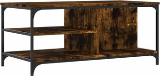vidaXL Mesa de centro madera contrachapada roble ahumado 100x50x45 cm vidaXL