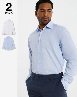 Jacamo 2 Pack Long Sleeve Formal Shirts