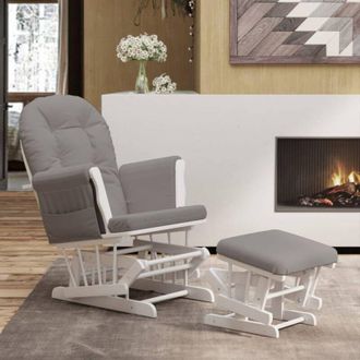 vidaXL Vidaxl - Poltrona Glider con Sgabello Grigio Chiaro in Tessuto